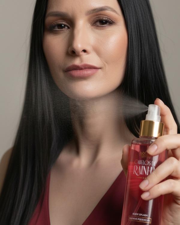 1 Spray Liso Escorrido + 1  Sérum Rainha do Brilho + 1 Body Splash Rainha Poderosa da Cabelos de Rainha