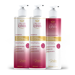🔥🔥 Promoção: Kit Crescimento e Fortalecimento Cabelos de Rainha (2 Shampoos + 1 Condicionador)