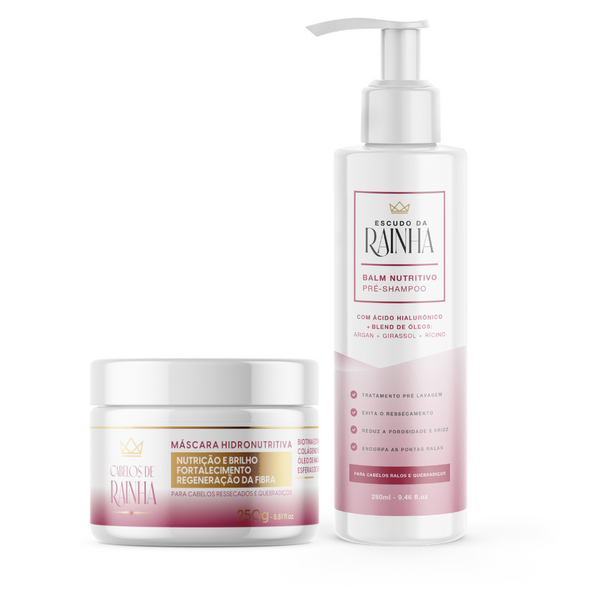 Máscara Hidronutritiva + Balm Nutritivo  Escudo da Rainha (Tratamento Pre lavagem) Cabelos de Rainha