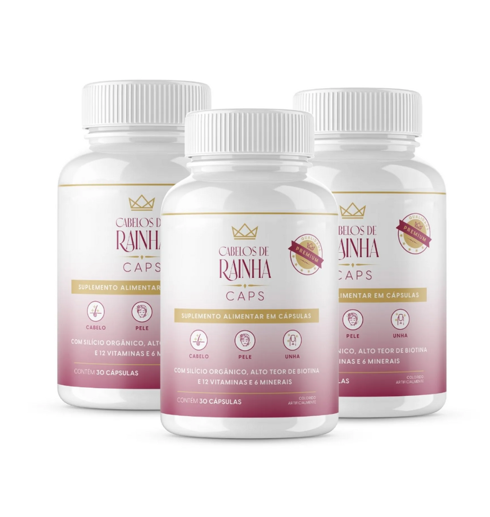 3 Pote da Vitamina Capilar Cabelos de Rainha (para Cabelo, Pele e Unha)