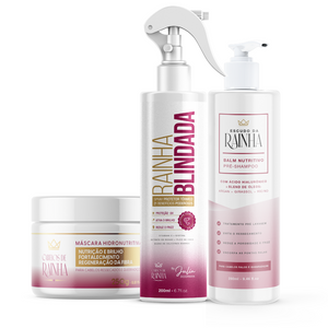 Kit Encorpa Fios: Máscara Hidronutritiva + Balm Nutritivo  Escudo da Rainha + Spray Rainha Blindada