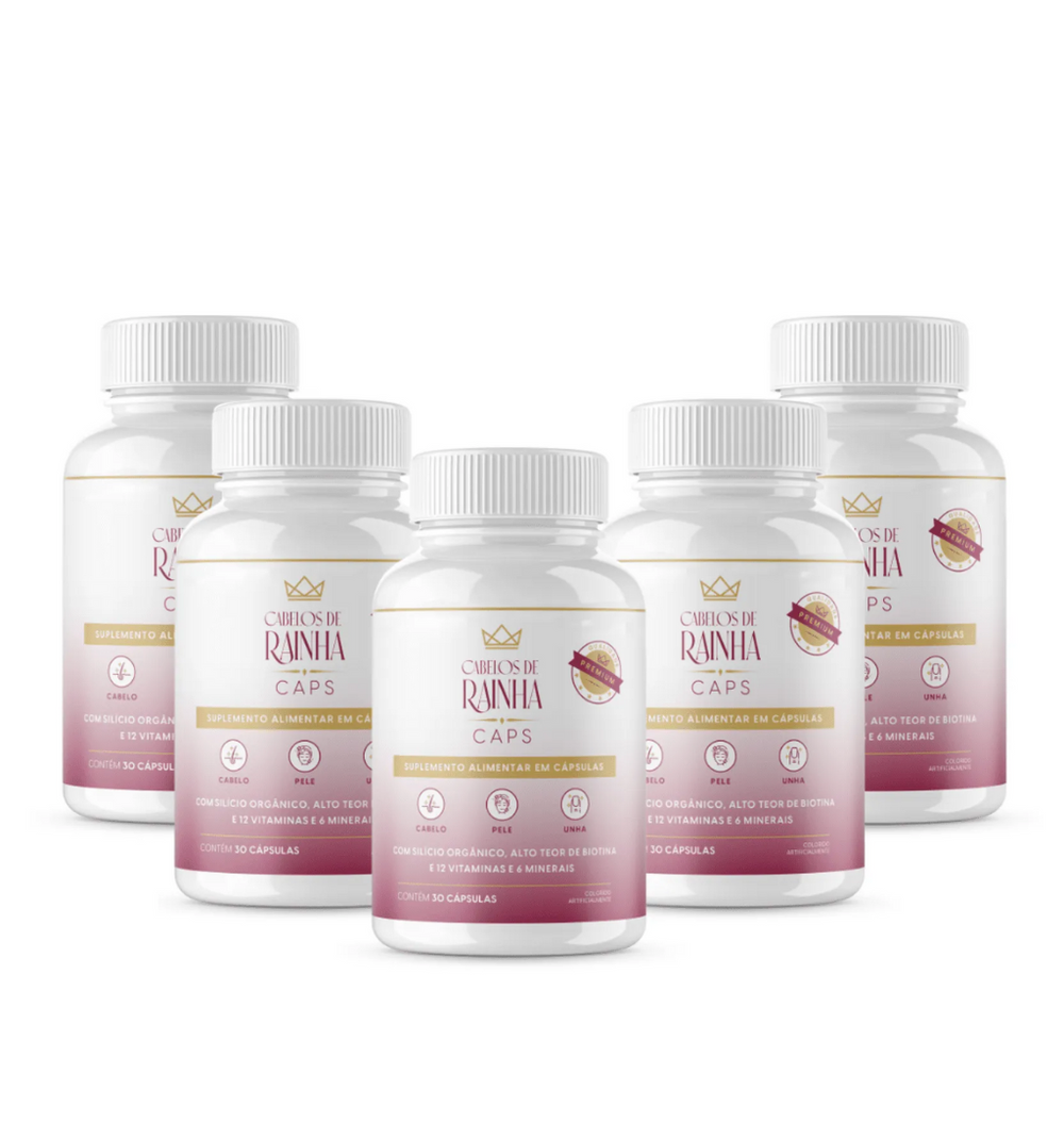 5 Potes da Vitamina Capilar Cabelos de Rainha (para Cabelo, Pele e Unha)