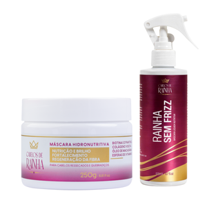 1 Máscara Hidronutritiva + 1 Máscara Rainha Sem Frizz da Cabelos de Rainha