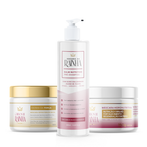 Máscara Hidronutritiva + Balm Nutritivo  Escudo da Rainha + Máscara Rainha da Força Cabelos de Rainha