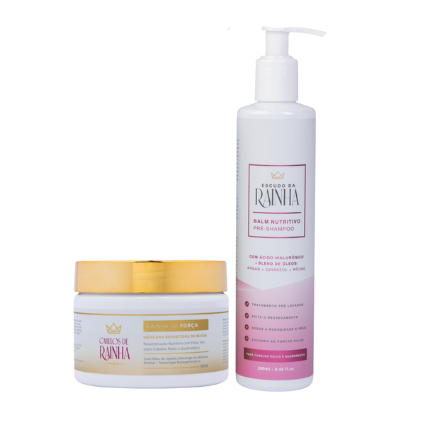 1 Balm Escudo da Rainha Nutritivo + 1 Máscara Rainha da Força da Cabelos de Rainha