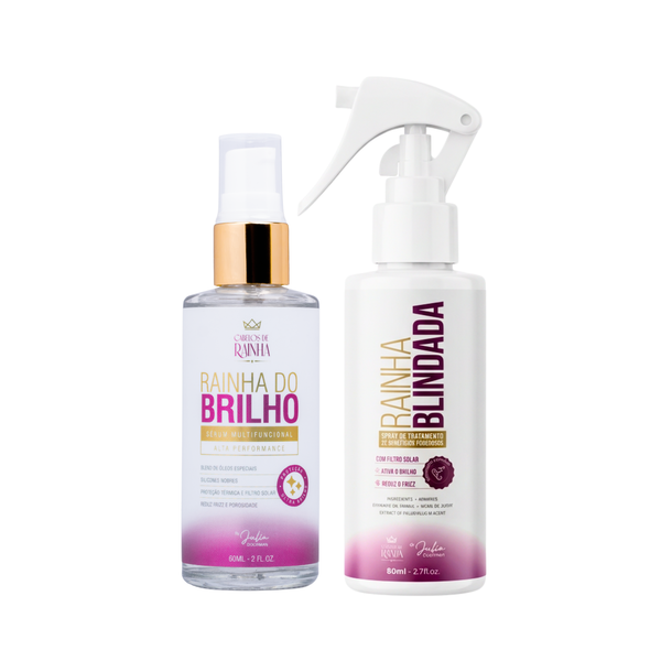 1 Sérum Rainha do Brilho + 1 Spray Rainha Blindada Miniatura 80 ml