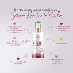 2 Sérum Reparador de Pontas Multifuncional Rainha do Brilho 60ml