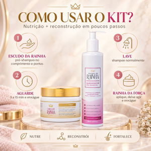 1 Balm Escudo da Rainha Nutritivo + 1 Máscara Rainha da Força da Cabelos de Rainha