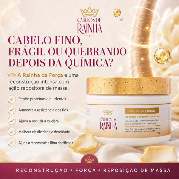 Máscara  de Reconstrução Rainha da Força da Cabelos de Rainha - 250 ml (Repositora de Massa)