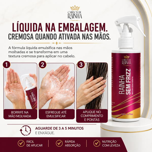 1 Máscara Líquida Rainha Sem Frizz + 1 Balm Escudo da Rainha da Cabelos de Rainha