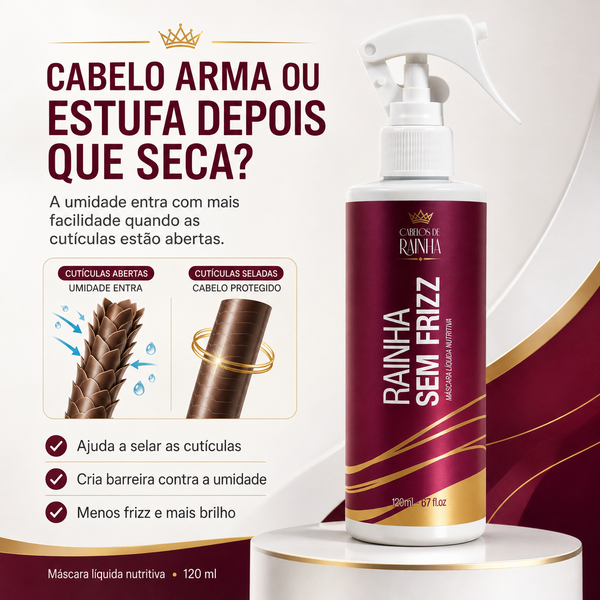 1 Máscara Líquida Rainha Sem Frizz + 1 Balm Escudo da Rainha da Cabelos de Rainha