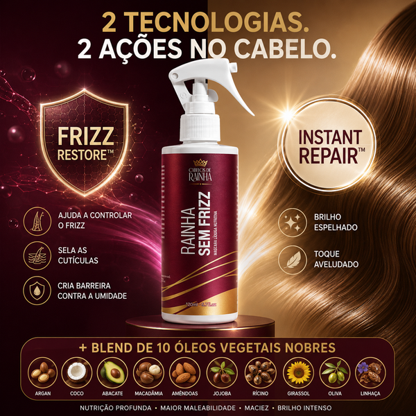 1 Máscara Líquida Rainha Sem Frizz + 1 Balm Escudo da Rainha da Cabelos de Rainha