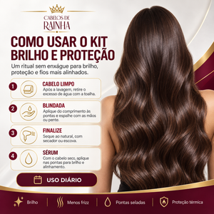 1 Sérum Rainha do Brilho + 1 Spray Rainha Blindada Miniatura 80 ml