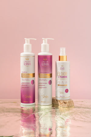 1 Shampoo + 1 Condicionador de Crescimento e Fortalecimento + 1 Tônico Capilar Elixir da Rainha Cabelos de Rainha