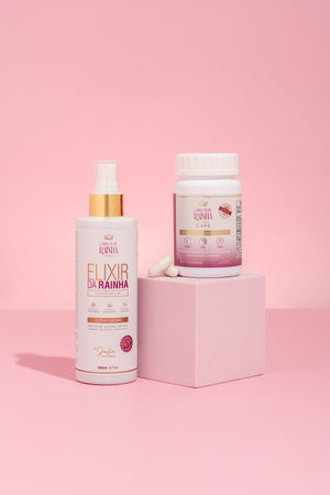 2 potes da Vitamina Cabelos de Rainha Caps + 1 Tônico Capilar Cabelos de Rainha
