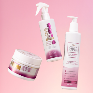 Kit Encorpa Fios: Máscara Hidronutritiva + Balm Nutritivo  Escudo da Rainha + Spray Rainha Blindada