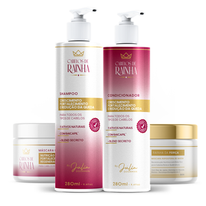 🔥🔥 Promoção: 1 Shampoo + 1 Condicionador Crescimento e Fortalecimento + 1 Máscara Hidronutritiva + 1 Máscara Rainha da Força
