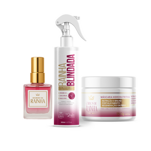 1 Máscara Hidronutritiva + 1 Spray Rainha Blindada + 1 Máscara Hidronutritiva + 1 Finalizador Bifásico Perfume Capilar Segredo da Rainha