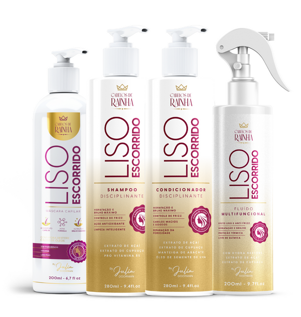 Kit Liso Escorrido (1 Shampoo + 1 Condicionador + 1 Máscara + 1 Spray)