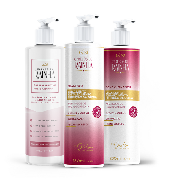 🔥🔥 Promoção: Compre 1 Shampoo + 1 Condicionador Cabelos de Rainha e Ganhe 1 Pré-Shampoo Escudo da Rainha Grátis