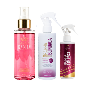 1 Máscara Rainha Sem Frizz + 1 Spray Rainha Blindada + 1 Body Splash Rainha Poderosada Cabelos de Rainha