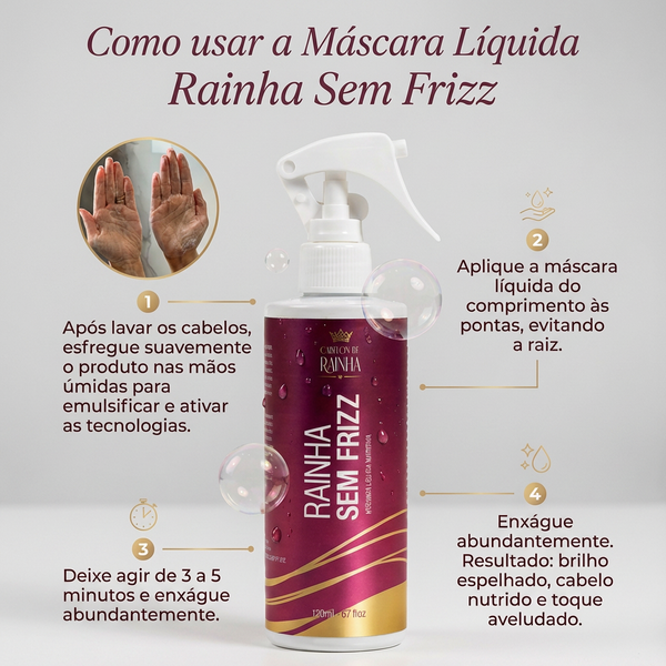 1 Máscara Líquida Rainha sem Frizz da Cabelos de Rainha 120 ml
