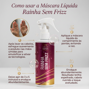 1 Máscara Rainha Sem Frizz + 1 Spray Rainha Blindada + 1 Body Splash Rainha Poderosada Cabelos de Rainha