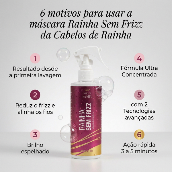 1 Máscara Hidronutritiva + 1 Máscara Rainha Sem Frizz da Cabelos de Rainha