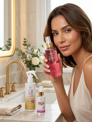 1 Spray Liso Escorrido + 1  Sérum Rainha do Brilho + 1 Body Splash Rainha Poderosa da Cabelos de Rainha