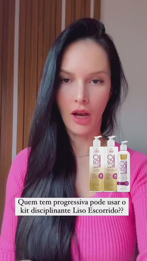 1 Shampoo + 1 Condicionador + 1 Máscara Liso Escorrido + Rainha da Força