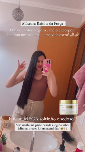 1 Shampoo + 1 Condicionador + 1 Máscara Liso Escorrido + Rainha da Força