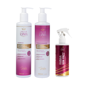 1 Shampoo + 1 Condicionador de Crescimento + 1 Máscara Líquida Rainha sem Frizz da Cabelos de Rainha